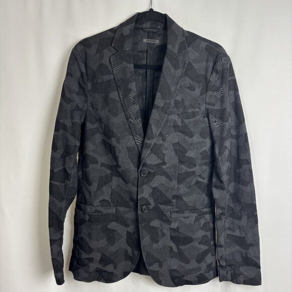 Armani Exchange A|X 36 Camo Gray Black Long Sleeve Pocket Button Blazer Coat - Picture 1 of 12